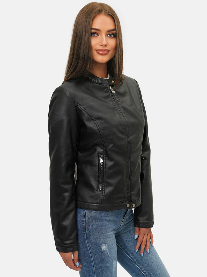 Női Bőrdzseki Fekete OZONEE JS/11Z8008