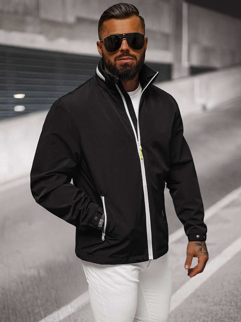 Férfi kapucnis softshell kabát fekete OZONEE JS/5M3105/392Z