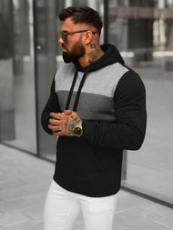 Férfi kapucnis felső fekete OZONEE JS/8B1312/3