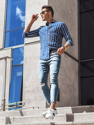 Férfi Ing Kék OZONEE R/1494