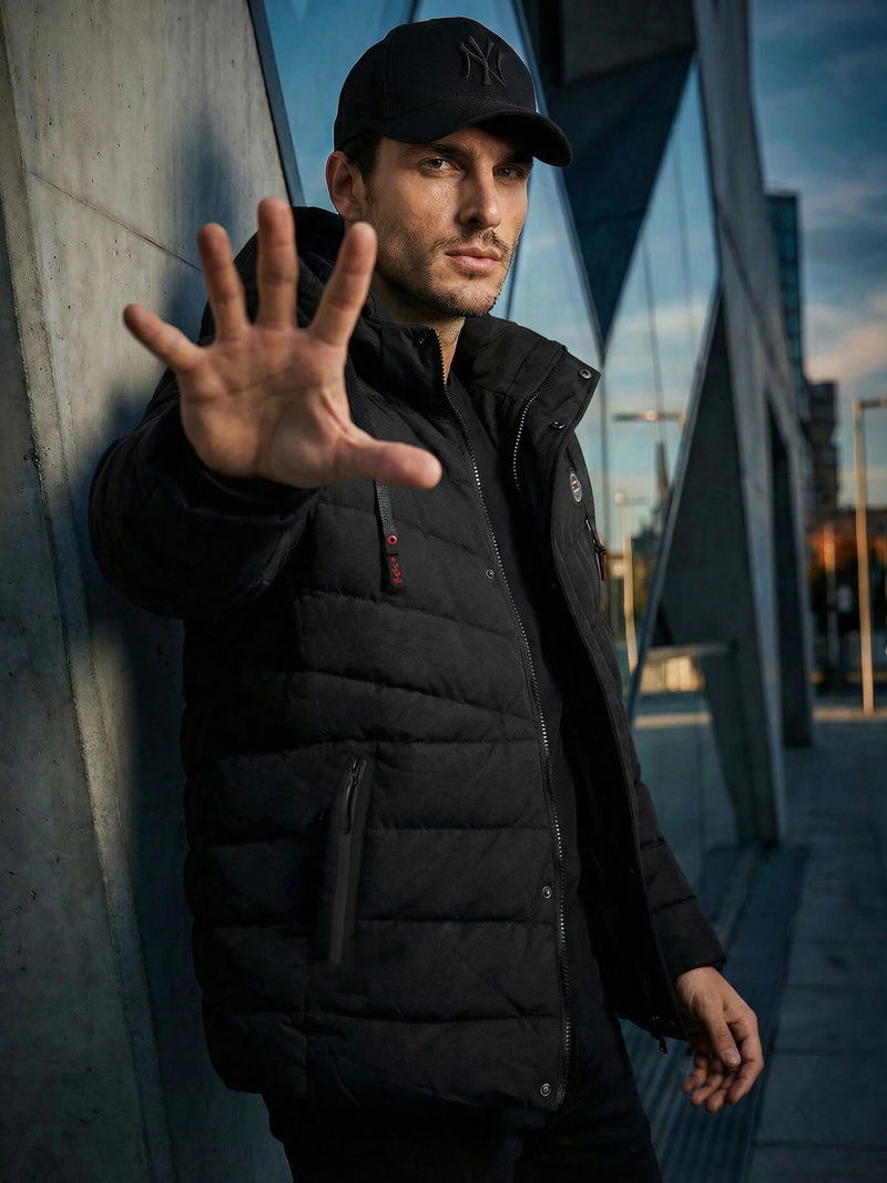 Férfi kabát fekete OZONEE JS/31M5081/392