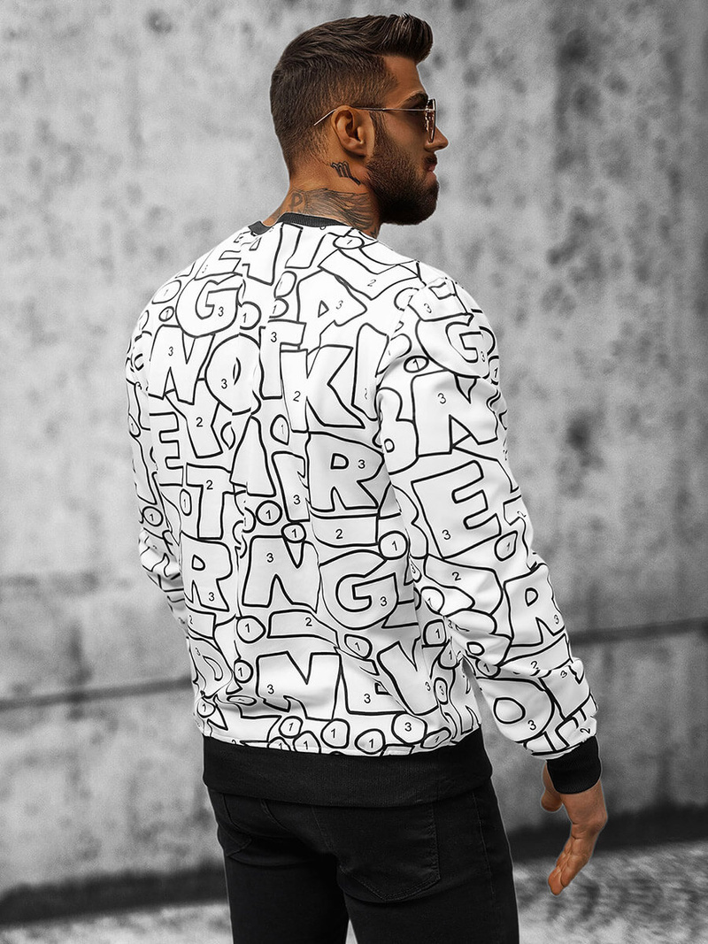 Férfi Pulóver Fehér OZONEE JS/8B1136/1