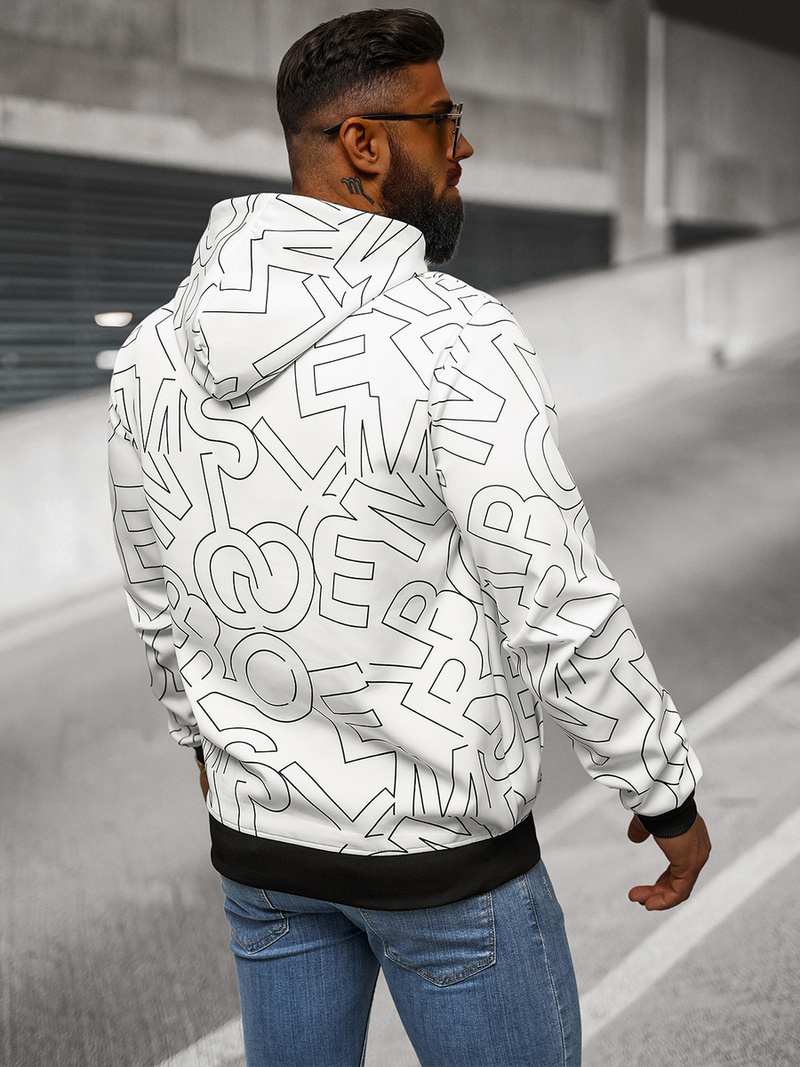 Férfi kapucnis pulóver fehér OZONEE JS/8B1232/1