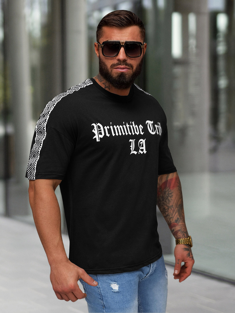 Férfi Póló Fekete OZONEE JS/8B1380/3