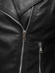 Női Bőrdzseki Fekete OZONEE JS/11Z8037Z