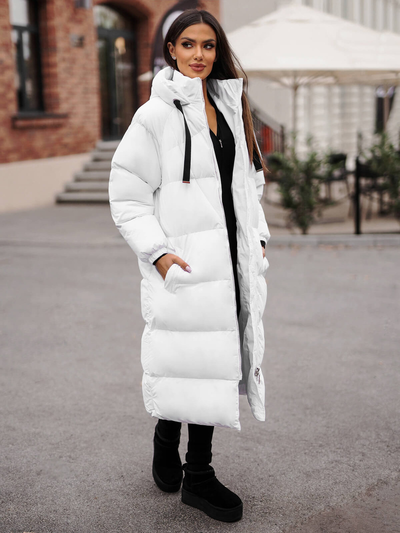 Női téli kabát fehér OZONEE JS/5M3163/281Z
