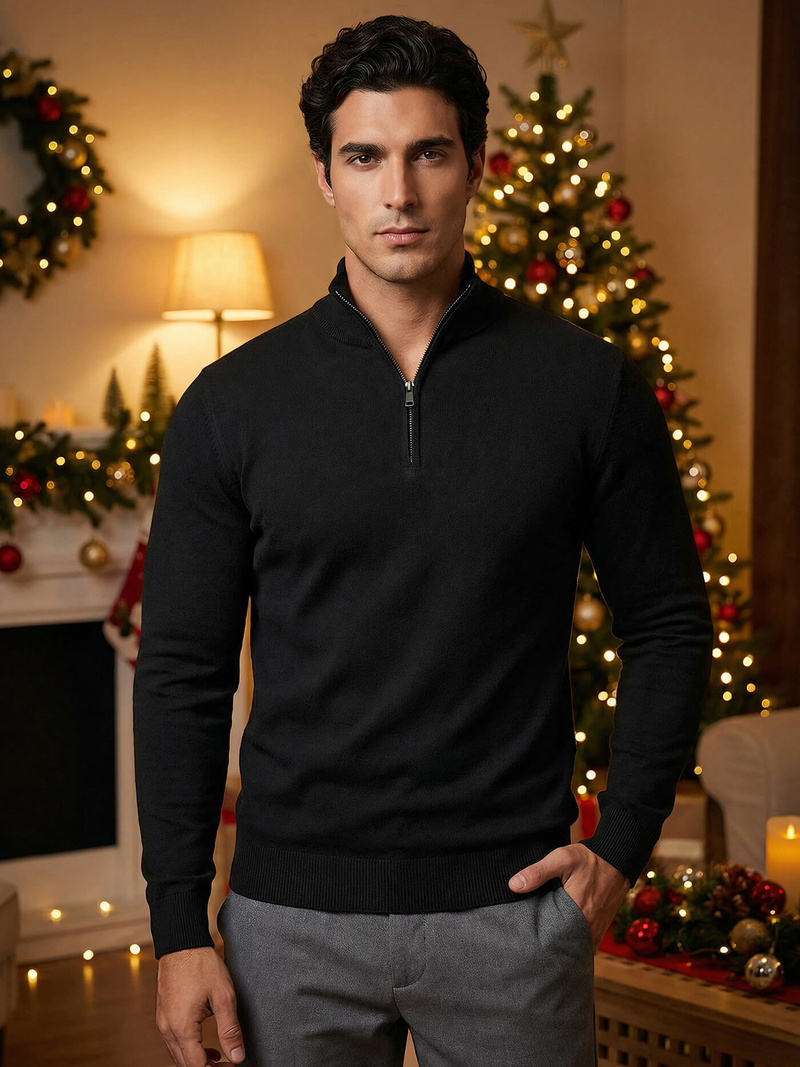 Férfi Pulóver Fekete OZONEE NB/MM6007/4Z