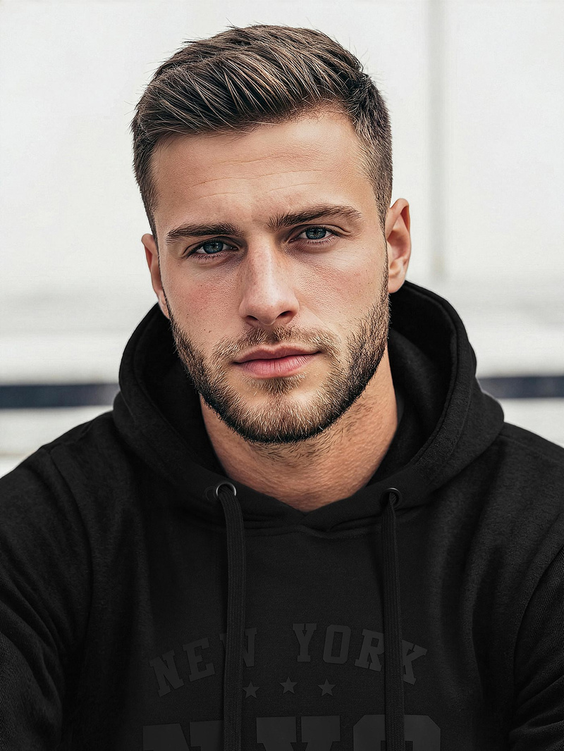 Férfi kapucnis felső fekete OZONEE JS/8B1971/3