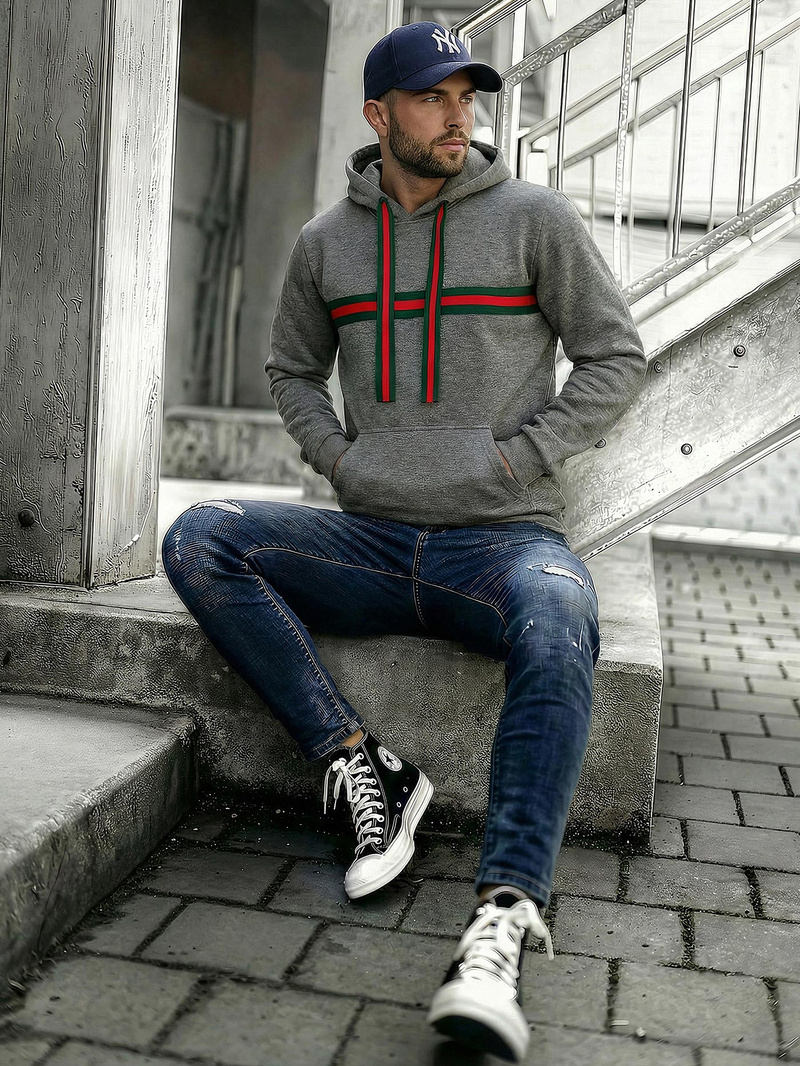 Férfi kapucnis felső grafit OZONEE JS/8B1735/5Z