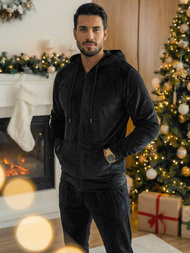 Férfi Melegítő Szett Velúr Fekete OZONEE JS/8C1169/3Z