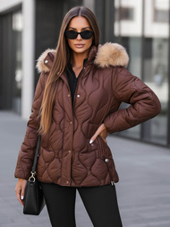 Női téli kabát csokoládé OZONEE JS/5M3226/158Z