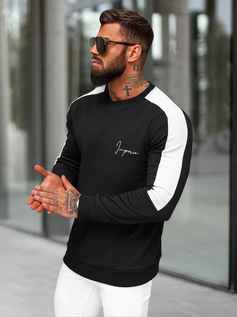 Férfi Pulóver Fekete OZONEE O/P2033Z