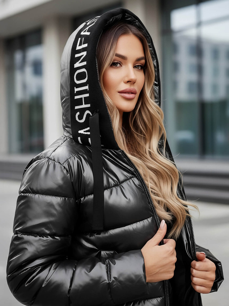 Női téli kabát fekete OZONEE JS/5M3188/392Z