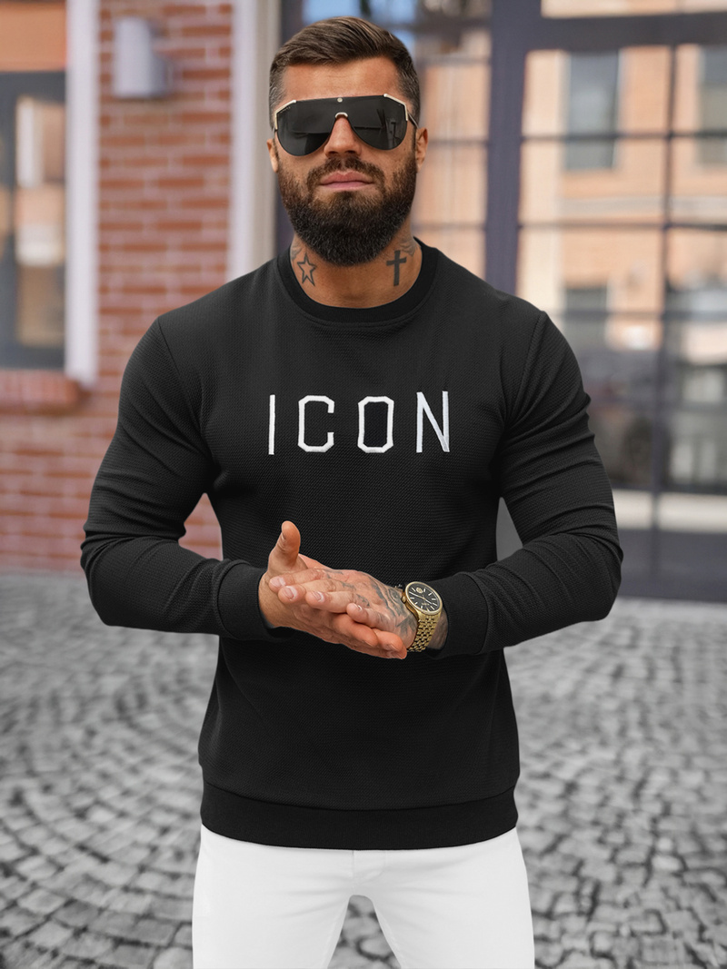 Férfi Pulóver Fekete OZONEE O/D7394Z