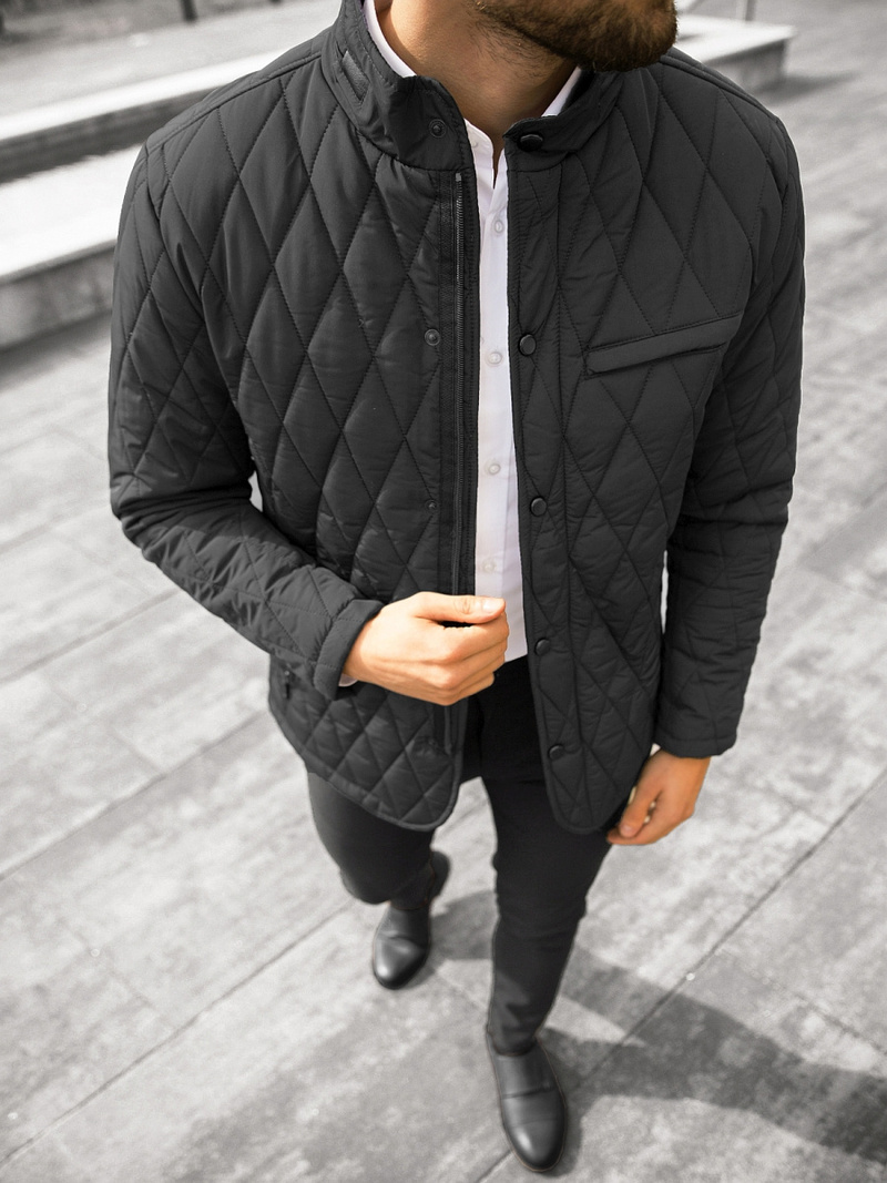 Férfi átmeneti kabát fekete OZONEE JS/22M111/1