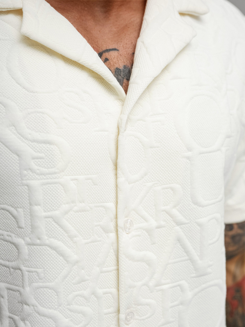 Férfi ing rövid ujjal ecru OZONEE O/B2256