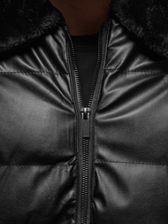 Férfi téli bőrkabát fekete OZONEE O/M795Z