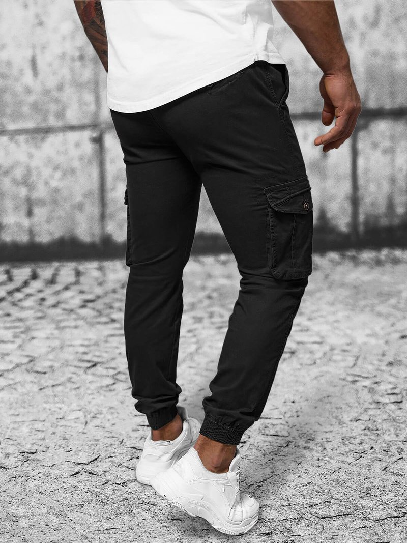 Férfi nadrág chino jogger fekete OZONEE NB/MP0201N