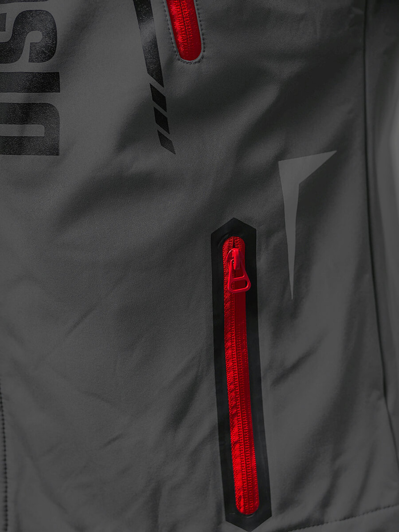 Férfi kapucnis softshell kabát szürke-piros OZONEE JS/HH025/2BZ