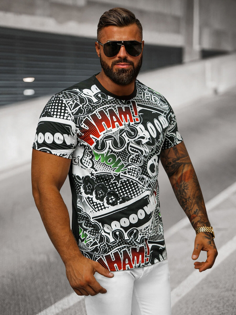 Férfi Póló Fekete OZONEE O/T137/3