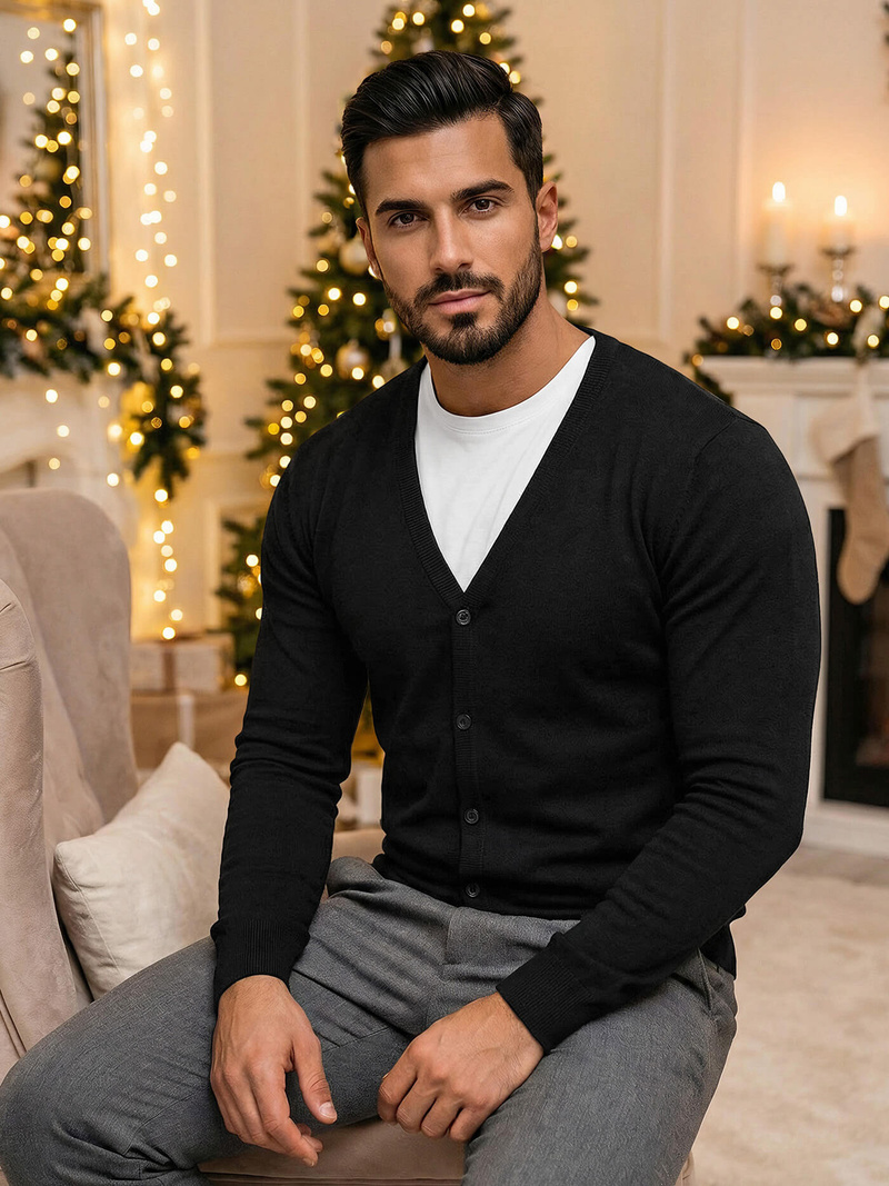 Férfi Pulóver Fekete OZONEE NB/MM6006/4Z