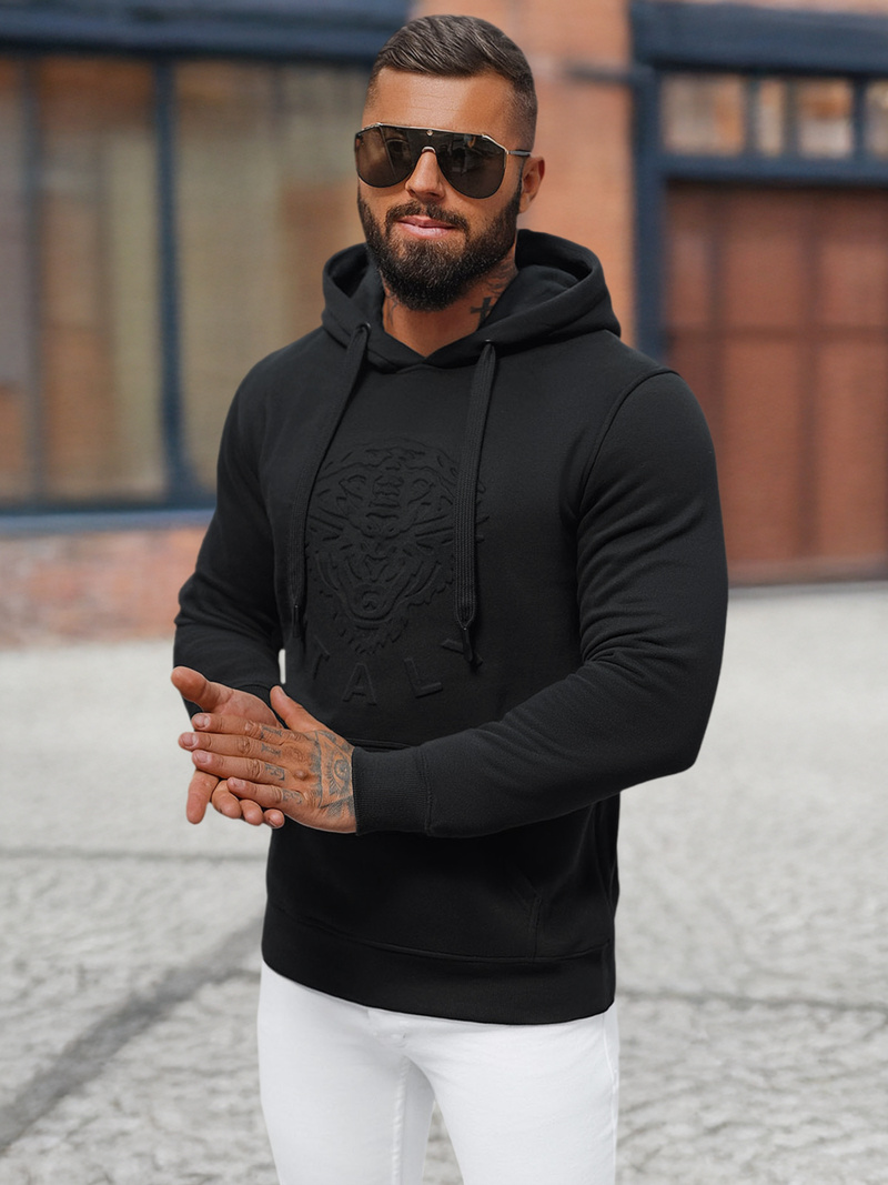 Férfi kapucnis pulóver Fekete OZONEE NB/MF2012