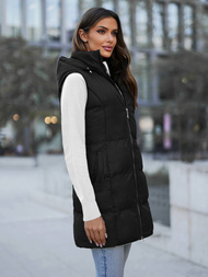 Női hosszú mellény fekete OZONEE JS/M721/392Z