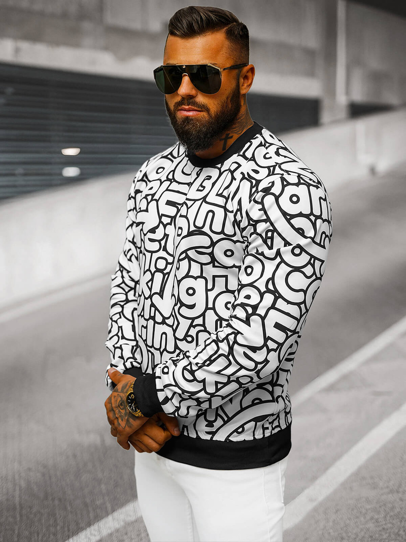 Férfi Pulóver Fehér OZONEE JS/8B1137/1