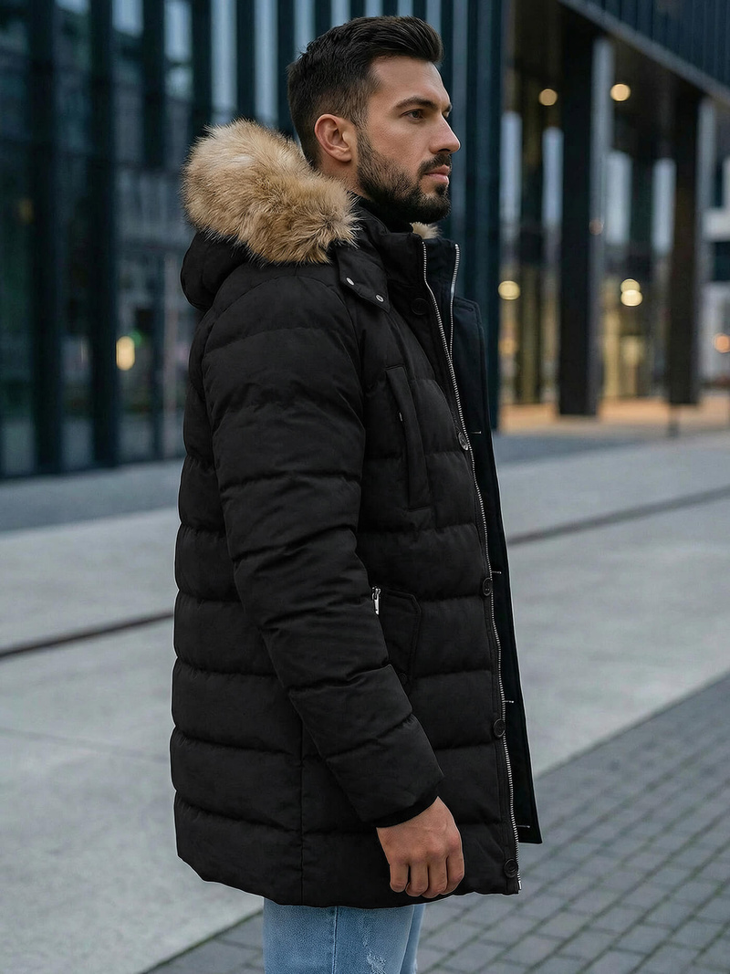 Férfi Steppelt Kabát Fekete OZONEE JS/5M3122/392Z