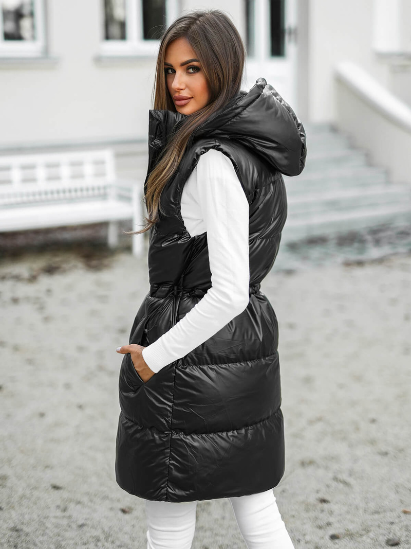 Női Hosszú Mellény Fekete OZONEE JS/5M3186/392Z