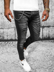 Férfi Farmer Nadrág fekete OZONEE O/MB465