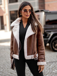 Női Bőrdzseki Barna OZONEE JS/11Z8177