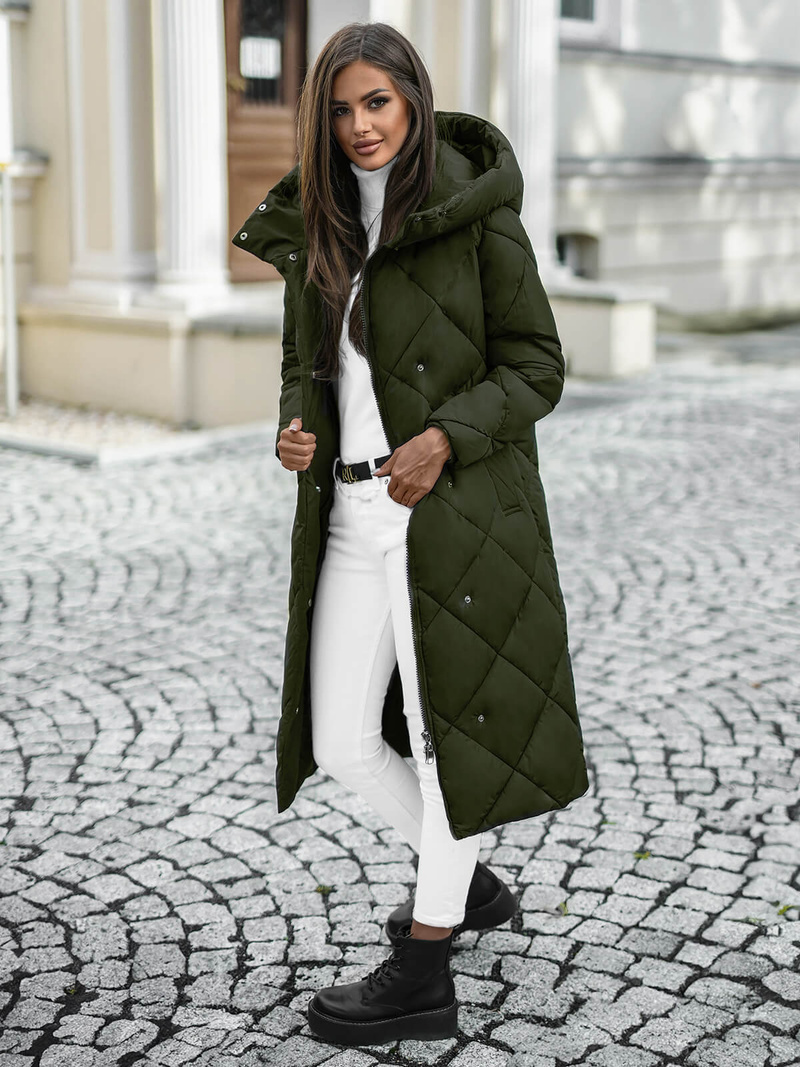 Női téli kabát zöld OZONEE JS/5M3173/136Z