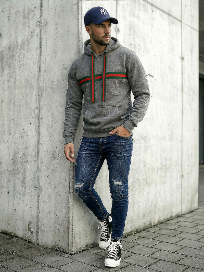 Férfi kapucnis felső grafit OZONEE JS/8B1735/5Z