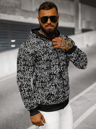 Férfi kapucnis pulóver fekete OZONEE JS/8B1183/3