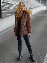 Női téli kabát csokoládé OZONEE JS/5M3329/158