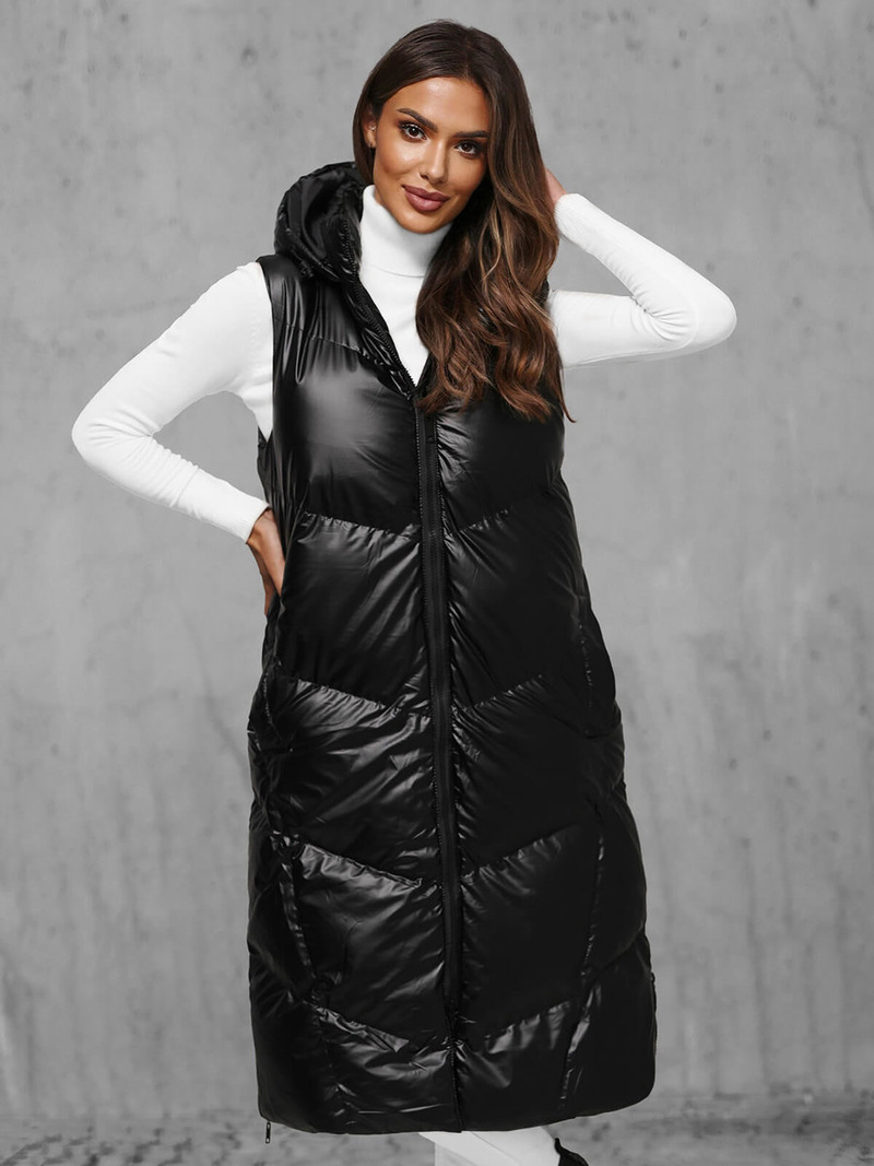 Női Hosszú Mellény Fekete OZONEE JS/5M3183/392