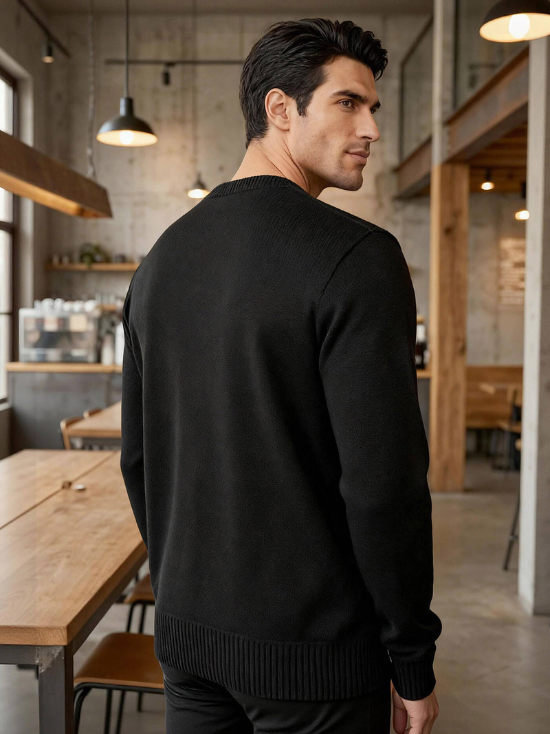 Férfi Pulóver Fekete OZONEE JS/59B3610/3