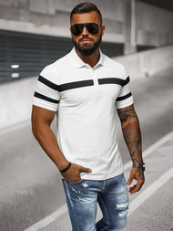 Férfi galléros póló fehér OZONEE NB/MT3108