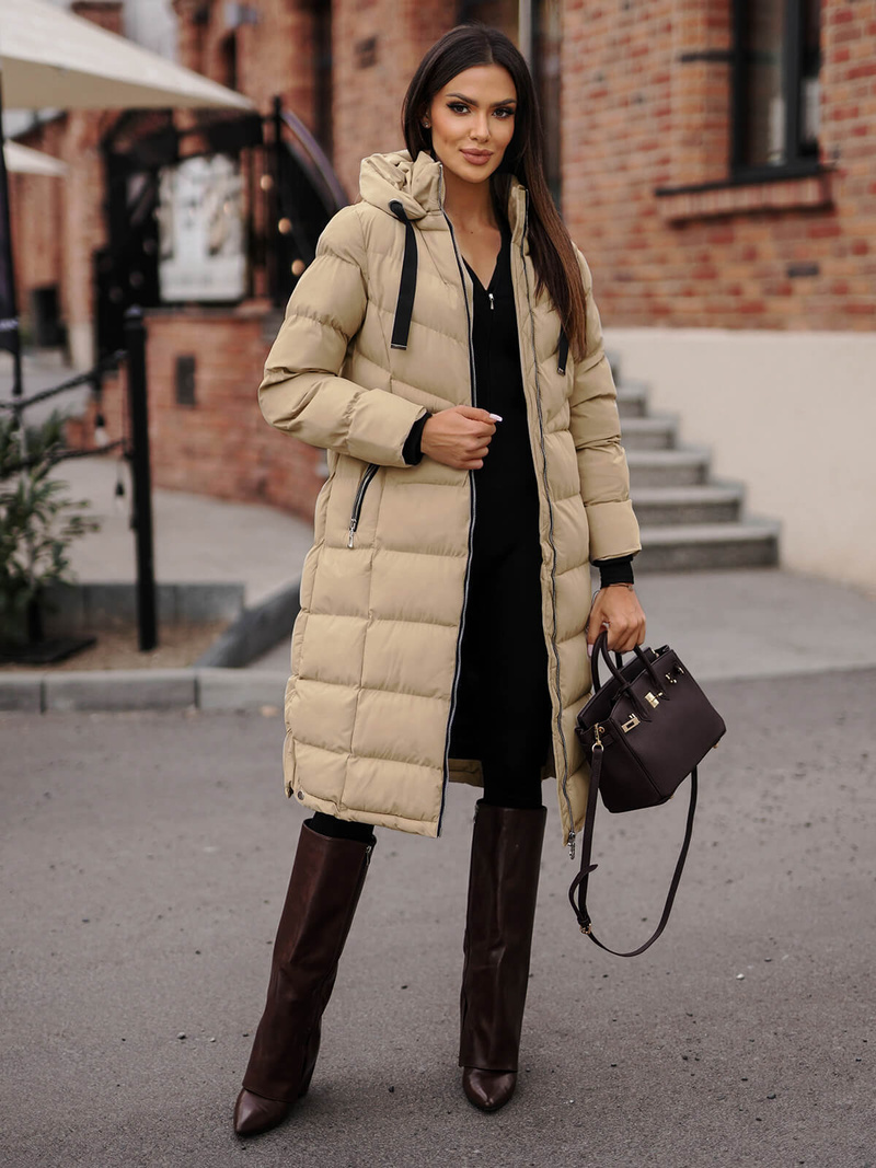 Női téli kabát bézs OZONEE JS/M736/62Z