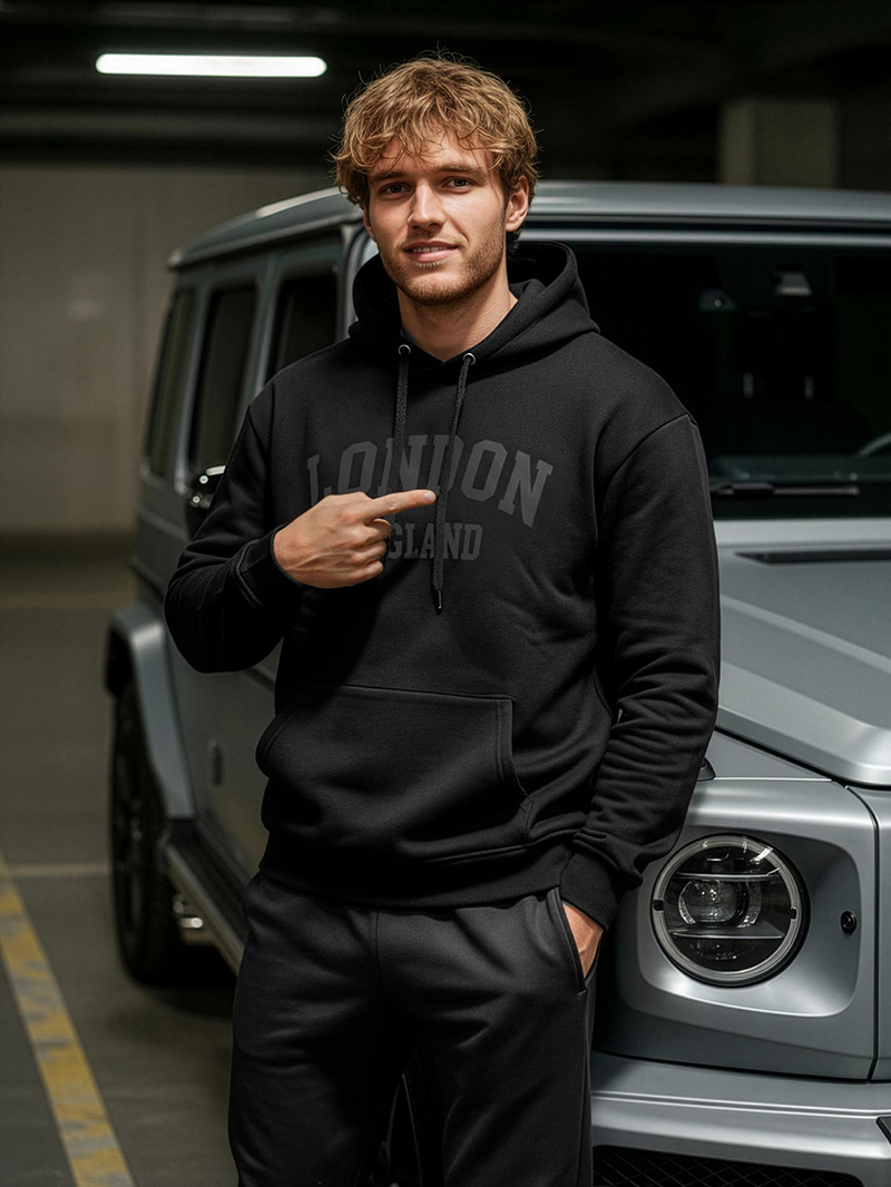 Férfi kapucnis felső fekete OZONEE JS/8B1986/3