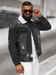 Férfi farmer dzseki SHERPA fekete OZONEE NB/MJ502NZ