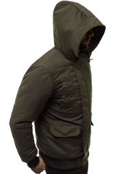 Férfi téli kabát sötét-zöld OZONEE JS/2019005