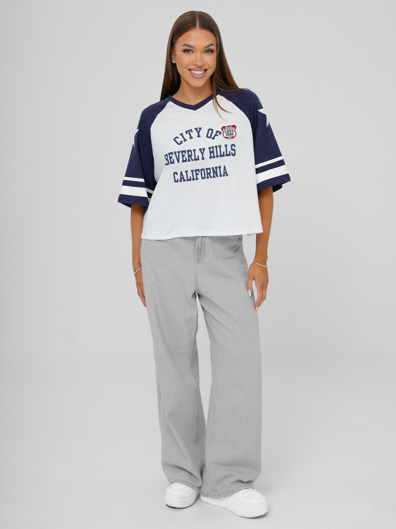 Női polo fehér-gránát OZONEE JS/R62493