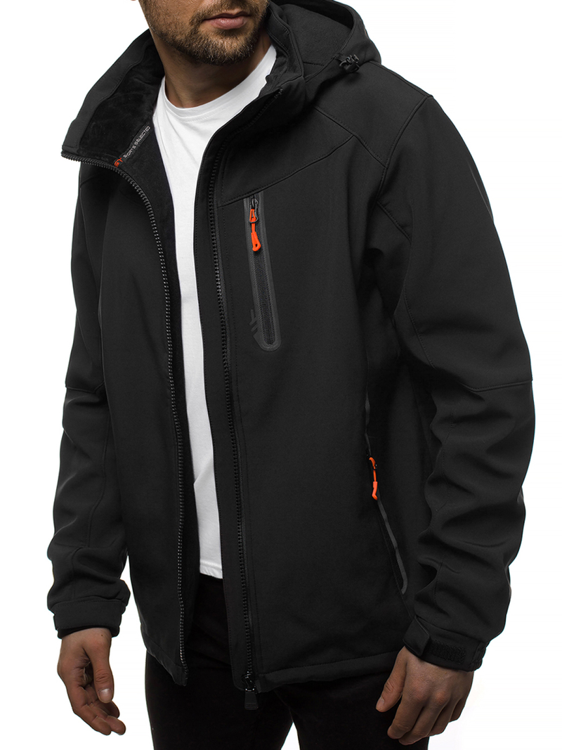 Férfi kapucnis softshell kabát fekete-narancs OZONEE GE/12269Z