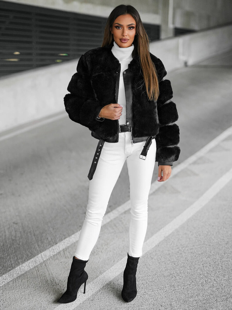 Női téli kabát fekete OZONEE JS/11Z8080Z