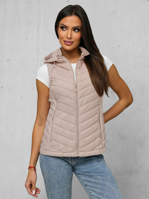 Női hosszú mellény bézs OZONEE JS/16M9255/62