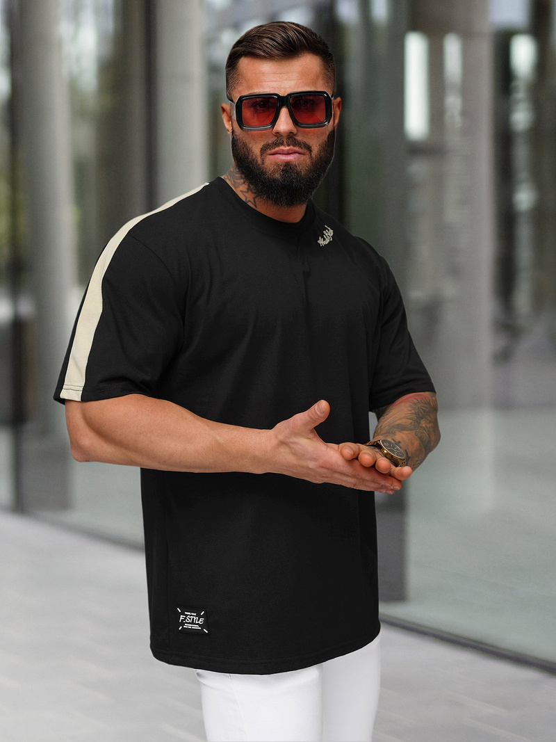 Férfi Póló Fekete OZONEE O/QQ1195