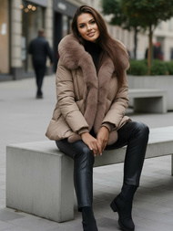 Női téli kabát sötét-bézs OZONEE O/16M9179/84