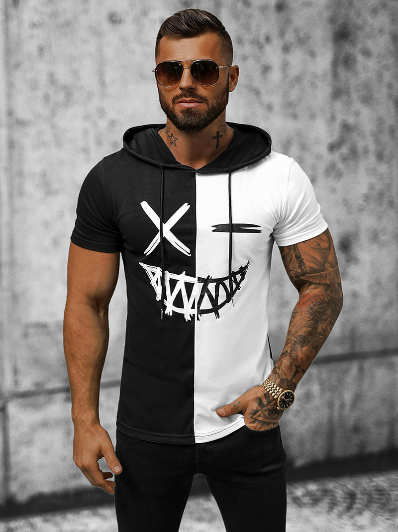 Férfi Póló Fekete-Fehér OZONEE JS/8T981